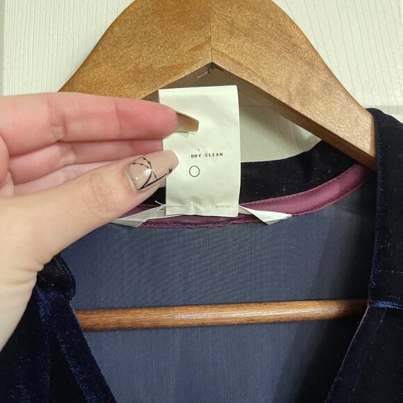 Max Studio Vintage Womens Y2K Blue Velvet Button Up Lightweight Cardigan Large - Picture 3 of 5